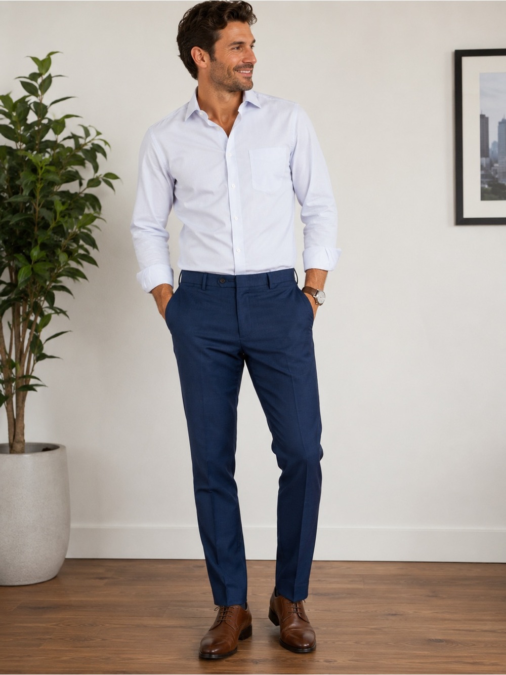 Bonobos Slim Fit Wool Mohair Dress Pants Mens 34 Blue Flat Front Career 30x32